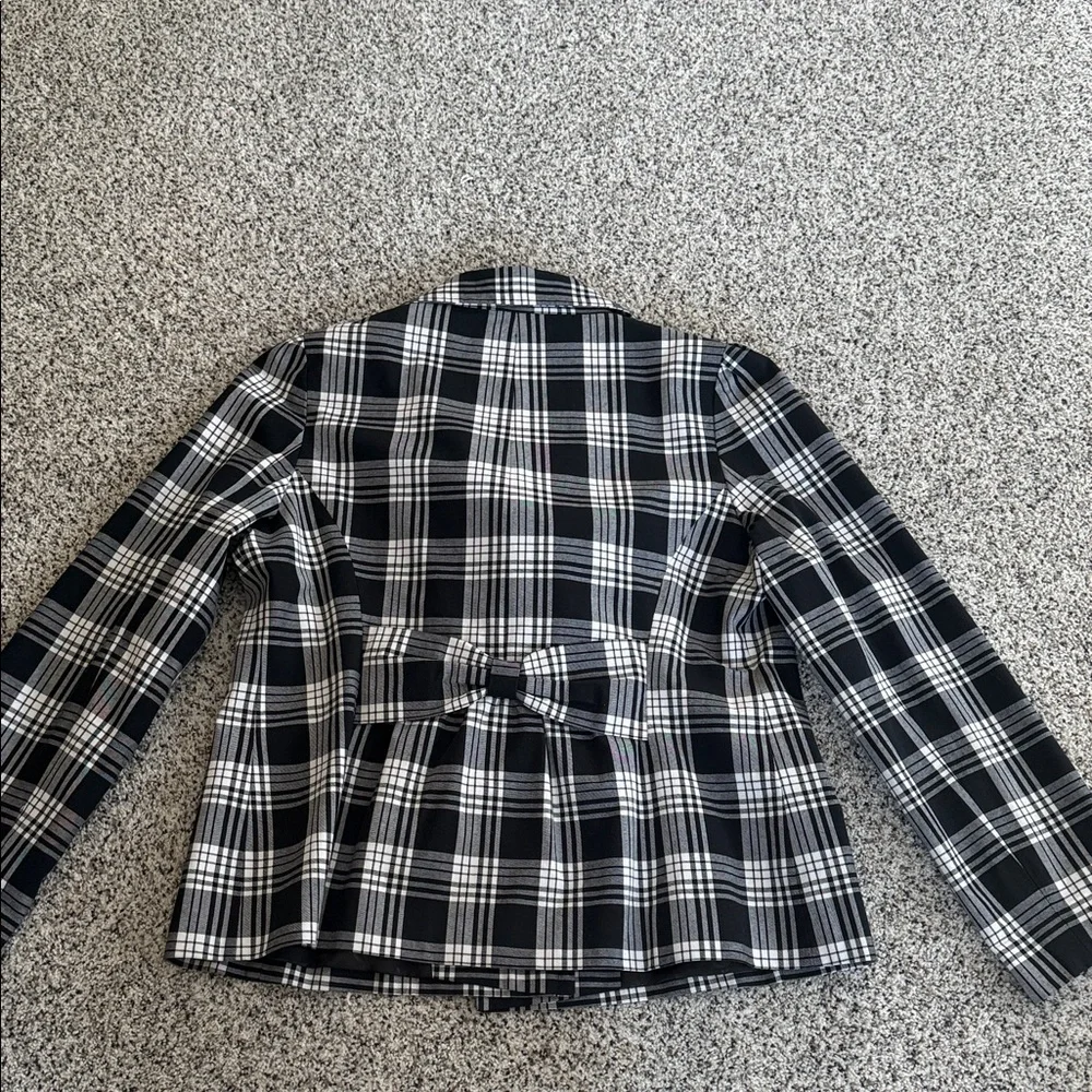 Guess Plaid Double-Breasted Black & White Blazer Jacket - Picture 8 of 11